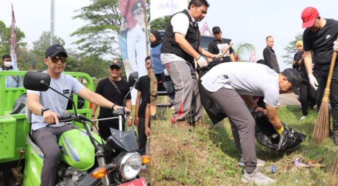 Hengki Kurniawan Pungut Sampah di Acara Jumsih Bandung Barat