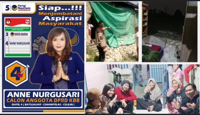 Anne Nurgusari Calon DPRD KBB Dapil 4 ini Peduli Warga Bantu Rumah Roboh di Cangkorah