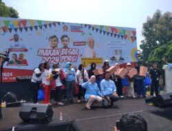 Program “Makan Besar 2024 Porsi” bersama Rachel Maryam Calon DPR RI Partai Gerindra  Dapil II Jawabarat di lapangan Tumaritis