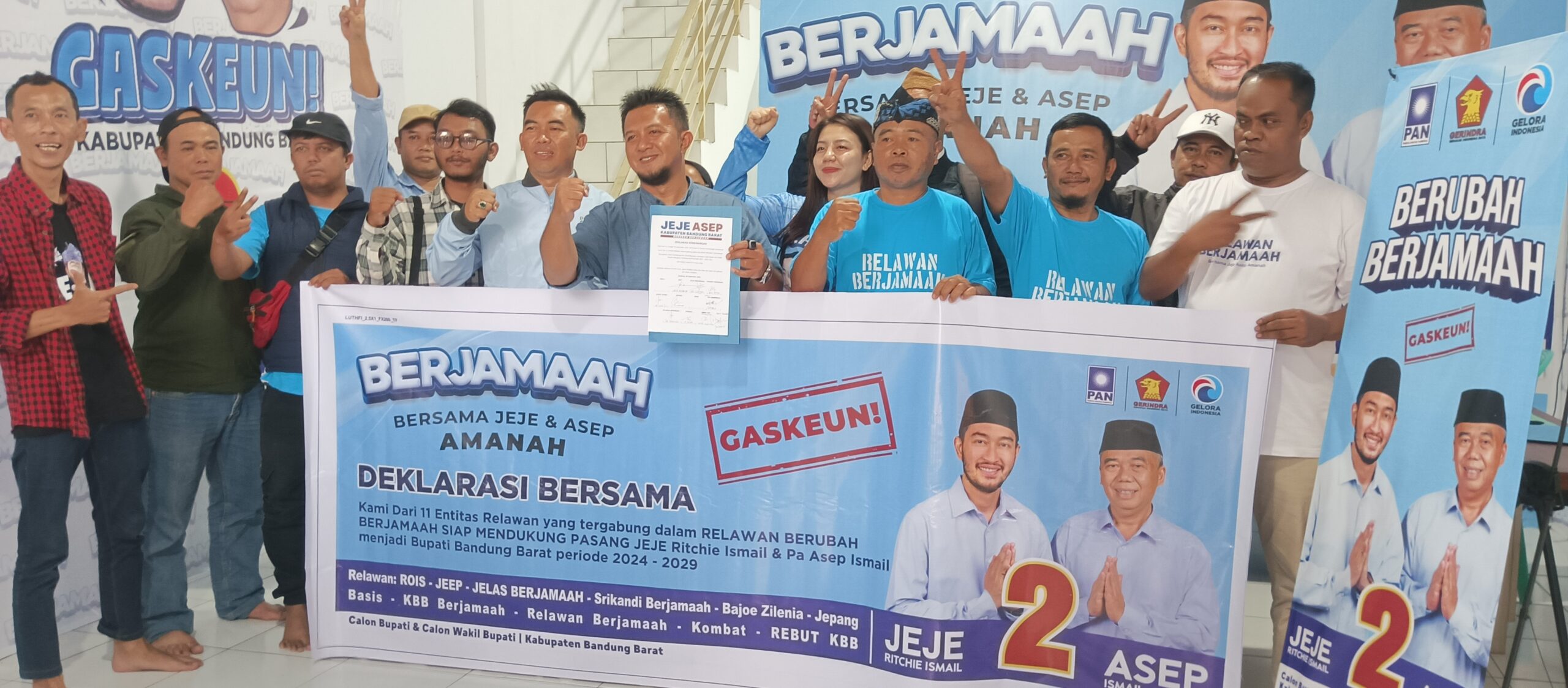 Ini Dia 11 Entitas Deklarasikan Dukungannya Untuk Paslon Bupati KBB Jeje-Asep Ismail