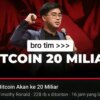 Prediksi Timothy Ronald Bitcoin sampai IDR 20 miliar