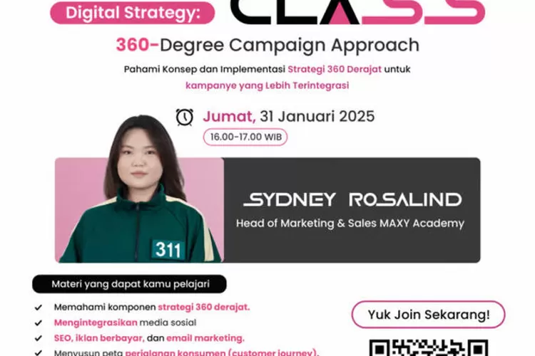 Maxy Academy memegang strategi pemasaran virtual kelas tanpa dipungut biaya