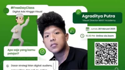 Maxy Academy memegang iklan dan desain virtual kelas tanpa biaya