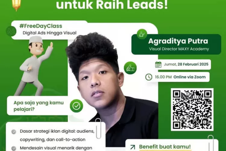 Maxy Academy memegang iklan dan desain virtual kelas tanpa biaya