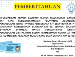 PENGUMUMAN PENTING UNTUK WARGA KBB Blangko KTP-el Kosong, Disdukcapil Bandung Barat Imbau Warga Aktifkan IKD